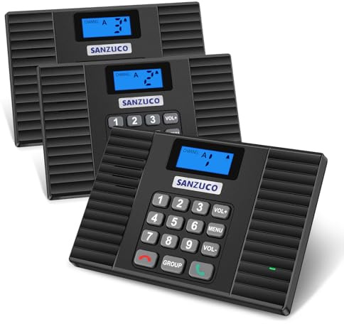 SANZUCO Interphones 60D sans fil pour la maison, système d'interphone domestique à 18 canaux prend en charge la conversation bidirectionnelle, système d'interphone duplex complet de 426,7 m pour