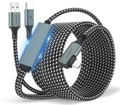 aceyoon 2 in 1Link Kabel mit Ladeanschluss 6m, Kompatibel mit Oculus Meta Quest 3 2 1 3s Pro und Pico 4 PC Steam VR Zubehör, USB 3.0 auf USB C Kabel Winkel 5 Gbit/s Datenübertragung für VR Headset