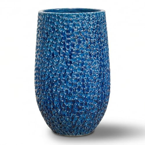 Provencelia Pflanzkübel Paris Keramik Ø 39 × H 63 cm Blau | Größe XXL, 34 L Pflanzvolumen, Innenöffnung Ø 31 cm, 10 kg