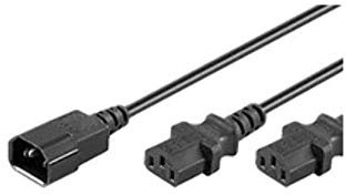 Microconnect PE061318 power cable Black 1.8 m C14 coupler 2 x C13 coupler