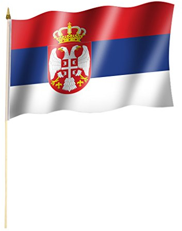 Stockflagge/Stockfahne SERBIEN Flagge/Fahne ca. 30 x 45 cm mit ca. 60cm Stab/Stock