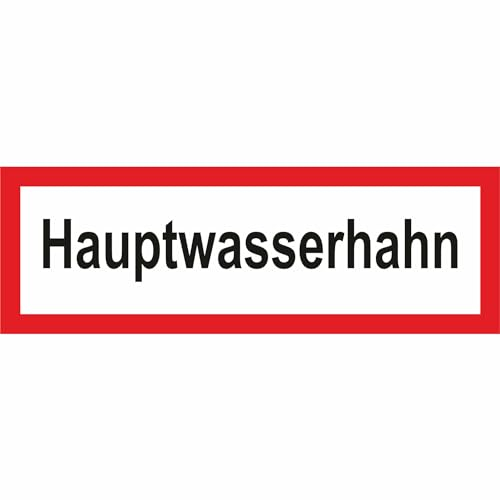 Indigos UG - Schild Hauptwasserhahn Hinweischild Brandschutz, 29,70x10,50 cm - Warnung - Sicherheit - Hotel, Firma, Haus - Aluverbundplatte 3mm - Hinweisschild - Warnschild