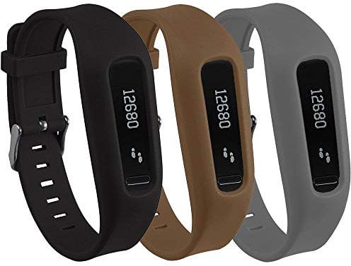 QGHXO Schnalle Armband für Fitbit One, Ersatz Silikon Band mit Chrom Uhr Schließe und Steckschließer für Fitbit One, A-Black&Coffee&Grey