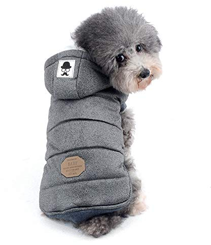 Zunea Hunde Wintermantel für Kleine Hunde Weich Fleece Winterjacken Kapuzenpullis Winddicht Welpenmantel Weste Chihuahua Hundekleidung Katzen Bekleidung für Kaltes Wetter Grau L