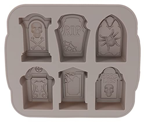 BESTOYARD Silicone Ice Cube Trays Halloween RIP Gravestone Mold for Cake Decoration Cupcake Topper Decorate Crafting Project (Grey)