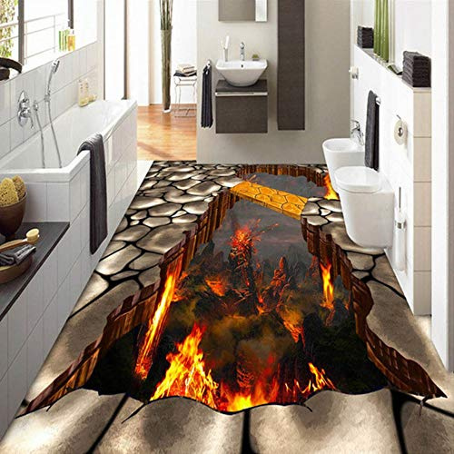 3d Boden-Malerei Benutzerdefinierte bodenbelag mural tapete lava stein magma 3d stereoskopischen boden aufkleber malerei pvc selbstklebend wasserdicht 250x175cm