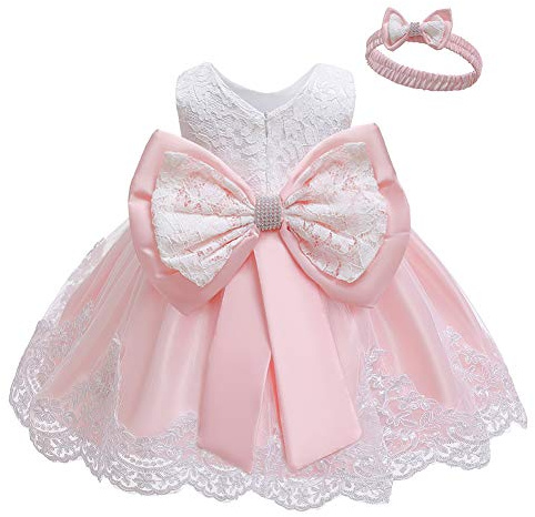 LZH Ragazza Gonna a Fiori in Pizzo 3D Senza Maniche Vestito da Principessa delle Feste 0-24 Mesi