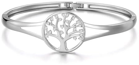Philip Jones Versilberter Lebensbaum-Armreif mit Zircondia®-Kristallen