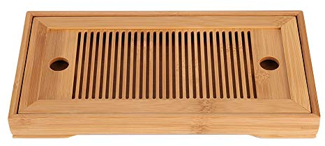 Bandeja de té de bambú - Tipo de depósito de mesa de té de Kungfu chino Bandeja de servicio Cuadro de mini mesa de servicio para la oficina en casa de la casa de té