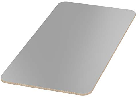 AUPROTEC Multiplex-Tischplatte 18mm grau 700 mm x 500 mm rechteckig aus Birkenholz mit Melaminbeschichtung, Eckenradius 100mm, Made in Germany