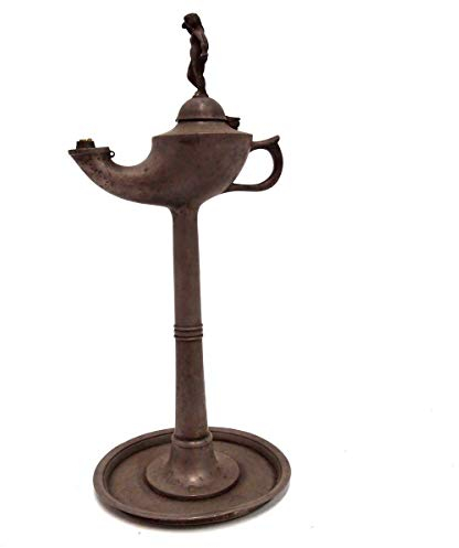 Zigarrenlampe Zinn grau alte Öllampe Zigarrenanzünder 31 cm Nostalgie Dochtlampe