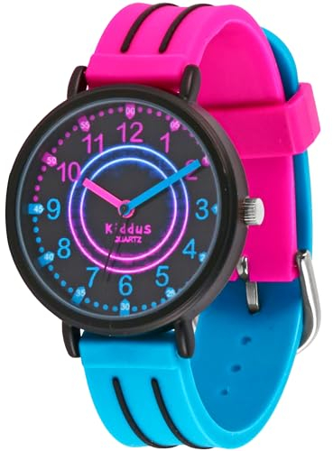 Kiddus Lernuhr für Kinder, Analoge Armbanduhr für Jungen und Mädchen ab 5 Jahren, 3ATM und 5ATM, Erste Uhr mit Stunden und Minuten, Lernspielzeug Geschenk für Kinder
