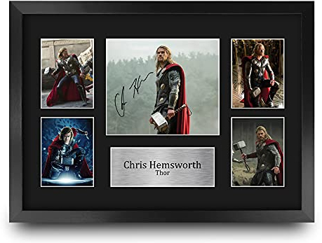 HWC Trading FR A3 Chris Hemsworth Thor Presents gedrucktes signiertes Autogrammbild für Film-Fans – A3 gerahmt