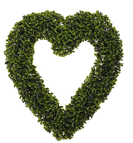 HoitoDeals Boxwood Topiary Heart Shaped Door Hanging For Garden Grass Party Wedding Decor (2Pcs)