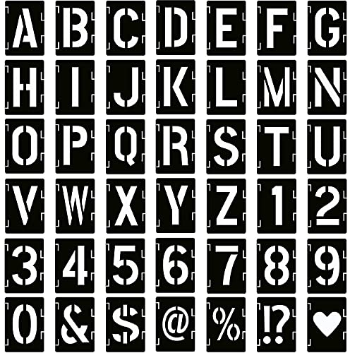 42Stücke Kunststoff Verbindbar Schablonen Set Buchstaben Zahlen Zeichen Schablonen Wiederverwendbar Alphabet Malvorlage, für Malerei auf Wand Wohnkultur DIY und Handwerk(6 Zoll)