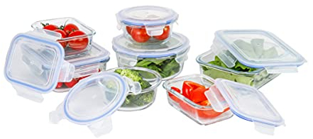 axentia Glas-Vorratsdosen Frischhaltedosen-Set, transparent, blau, 7-teilig