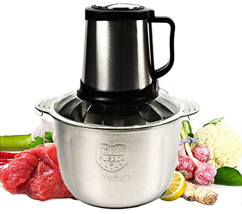 Electric Grinder Chopper Mincer 5L, 3 Gear Available, 800W Powerful Stainless Steel Food Processor, Kitchen Cooking Machine for Meat, Vegetables, Fruits, Onion, Nuts and Eggs