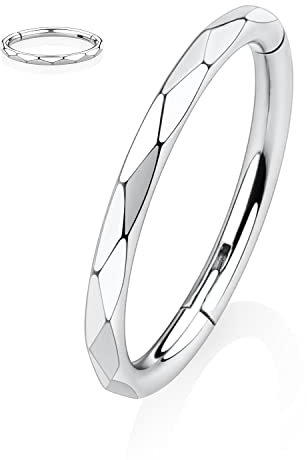hengkaixuan 16G Conch Creolen Septum Schmuck Silber Nasenring Creolen Daith Ohrringe Chirurgenstahl Higned Segment Seamless Clicker Ring Helix Knorpel Rook Lobe Piercing Schmuck 10mm Rhombus Cut Form