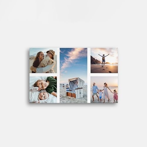 FLYERALARM Leinwand mit eigenem Bild (60 x 40) Personalisiertes Leinwandbild mit 5 Bildern I Persönliches Geschenk I Fotocollage selbst gestalten