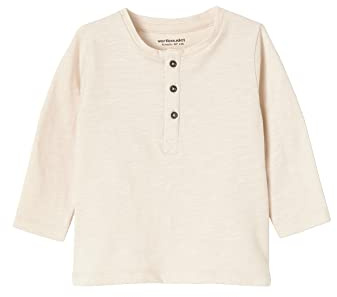 Vertbaudet Jungen Baby Henley-Shirt Basic Sand 74