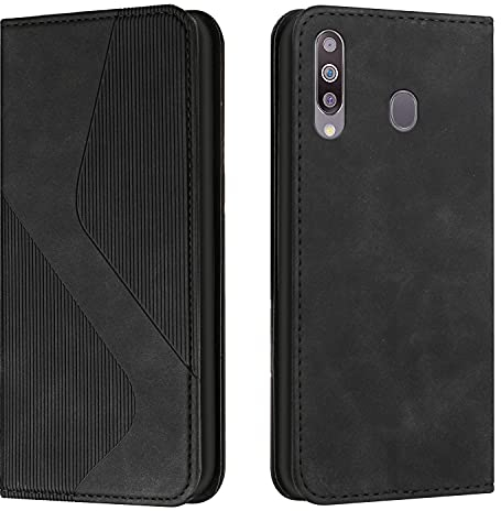 Mo-Somnus mit Samsung Galaxy A20S Hülle, Schutzhülle, Magnet PU Leder Tasche Flip Handyhülle, Klappbar Kartenfächer Brieftasche Klapphülle (Schwarz), MGP-HX-SPU-A20S-07140191