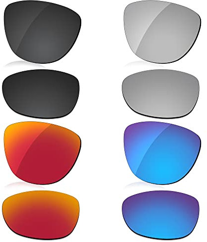 LenzReborn Verres polarisés de rechange pour lunettes de soleil Oakley Frogskins Mix OO9428, noir foncé + gris argenté + rouge feu + bleu glacier, Taille unique