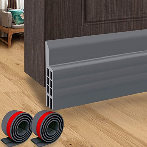 Hulameda 2 Pack Door Draft Excluder Strip, Self Adhesive Draft Excluder Tape for Noise Proof and Energy Saving,2 W x 39 L (Gray)