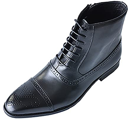 Stivaletti Brogue Uomo Vintage Classiche Formali Stivali Stringati Moda Lavoro Alte Scarpe Eleganti da Banchetto Taglia 39-47 (Nero,43)