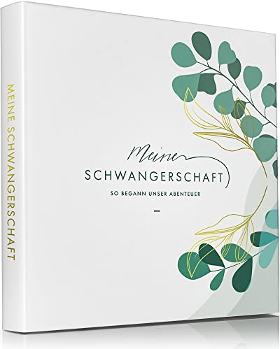 Schwangerschaftstagebuch - Tagebuch für die Schwangerschaft zum eintragen - Fotoalbum zum selbstgestalten - ich bin schwanger - Geschenke für Schwangere (Eukalyptus)