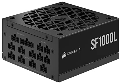 Corsair SF1000L Fuente de Alimentación SFX Totalmente Modular de Bajo Ruido - Compatible Con ATX 3.1 y PCIe 5.1 - Ventilador Silencioso PWM de 120 mm - Eficiencia 80 PLUS Gold - Modo RPM Cero - Negro