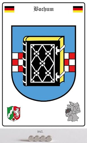 Metall Schild 20x30cm mit 4 Magneten Bochum Wappen Blechschild