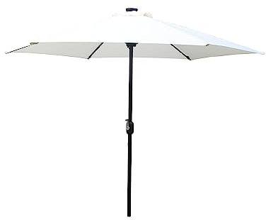 CONCEPT USINE | Parasol Rond droit Ø 2,7 m avec LED Amalfi Écru| Structure Alu & Acier | Toile 100% Polyester | Idéal jardin Terrasse Piscine Balcon | Protection UV et Imperméable | Résistant