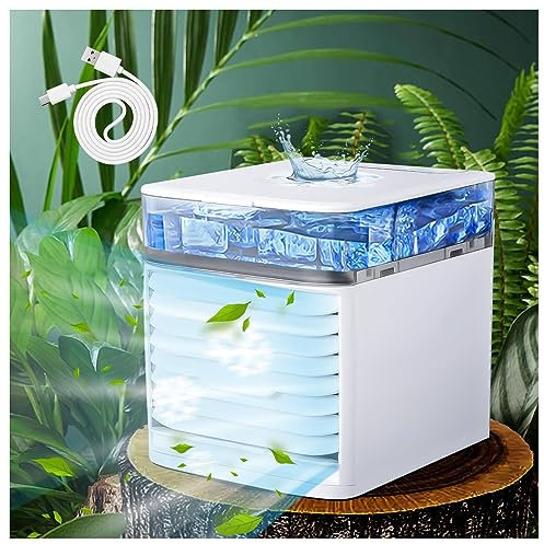VVLXRIC Rafraichisseur Dair avec Glacons, Ultra Silencieux Clim Portative Voiture - Protection Environnementale Climatiseur Pas Cher, pour La Maison Et Le Bureau