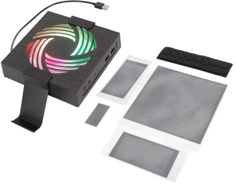 Game Console Cooling Fan, Cooling Fan Dust Proof for Xbox Series X Console with RGB Light Strip, 3 USB, LAN, HDMI Ports, Automatic Fan Speed Adjustable By Temperature
