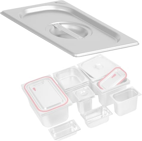Mahlzeit Deckel für GN Behälter 1/4 | Verschiedene Größen verfügbar | Edelstahl Gastronomiebehälterdeckel | Behälter-Deckel, Gastronormbehälter Deckel, Wärmebehälterschutz für 1/4