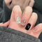 HERBENJOY 24pcs Short Square False French Tip False Nails Stick on Nails Glitter Press on Nails Removable Glue (01)