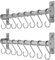 Dseap Kitchen Utensil Holder Hanger, Pot and Pan Rack Wall Mounted, Kitchen Rail with 8 Hooks for Hanging Cooking Utensils, Mugs, Spoons, Wall Mounted, Silver, Pack of 2