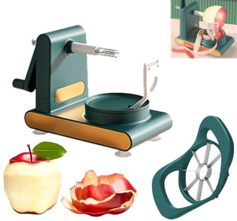 Multi Fruit Peeler with Fruit Divider Set Multi-Fruit Peeler 2.0 Hand Peeler Fruit Peeler Machine Stainless Steel Fruit and Vegetable Peeler for Potatoes Apples and Pear (Dark Green)