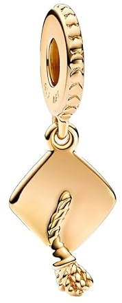 Feitery Casquette de fin D'études en or Diplôme en 2024 Charms Coeur Compatible avec les Bracelets et Colliers Pandora et Perles pour Femme Charm Souvenirs de la Remise des Diplômes