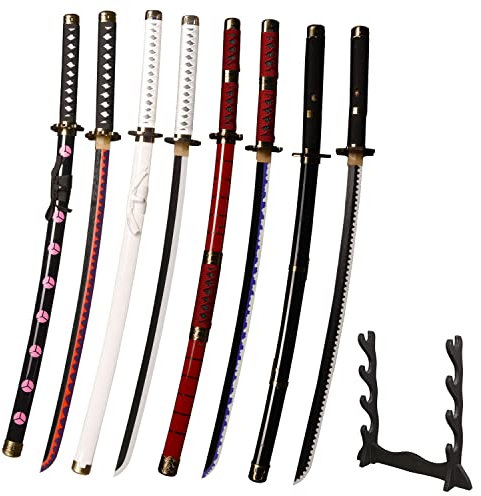 LQZJG 4-teiliges Cosplay Anime Bambus Schwert, Roronoa Zoro Katana Schwert, Shusui&Wado Ichimonji&Sandai Kitetsu&Yubashiri Katana 103cm/41 Zoll