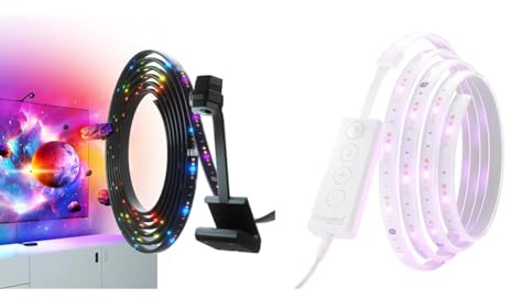Nanoleaf 4D Screen Mirror + Lightstrip Kit für Fernseher/TV/Bildschirme & Matter Essentials Lightstrip Starter Kit, 2M Smart RGBW LED Strip