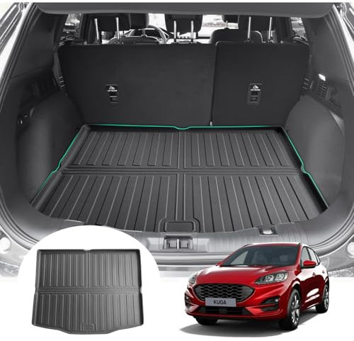 GAFAT Compatible con Ford 3 III ST Line 2020-2024 2025 Alfombrillas para Maletero, Fácil de Plegar, MK3 Alfombras Goma TPE Todo de Clima, Originale Escaneo 3D Borde Alto, Accesorios