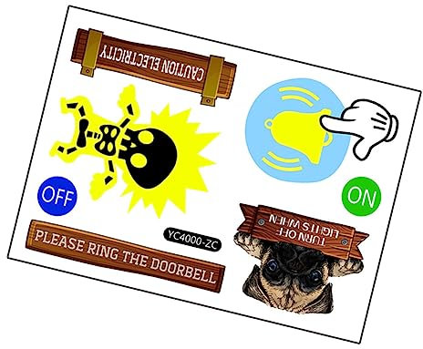 WHAMVOX 1 Sheet Switch Sticker Doorbell Sign Stick Wall Padding Warning Sign Sticker Stickers Ring Doorbell Sticker Caution Wall Decal Glowing Sticker Decals Bat Bedroom Sticker Light PVC