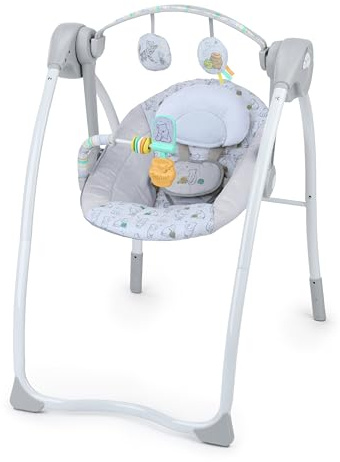 Bright Starts Disney Baby Winnie Puuh Meilenstein-Schaukel, Classic Pals, faltbares Design mit Spielzeugen und Melodien, Unisex, Neugeborene+ (2,7 – 9kg)