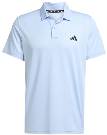 adidas Men's Train Essentials Training Polo Shirt, Glow Blue/Black, M Tall