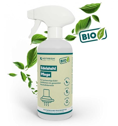 HOTREGA BIO Edelstahl-Pflege 500ml, Edelstahlreiniger, Aluminiumreiniger, Kunststoffreiniger, Bioreiniger