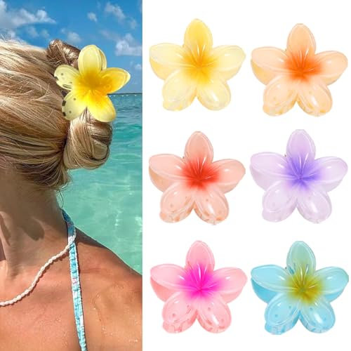 6 pinces à cheveux en forme de fleur pour femme, Fleurs Cheveux Accessoires, Conception antidérapante, Grandes pinces à cheveux mignonnes pour cheveux épais pour femme et fille