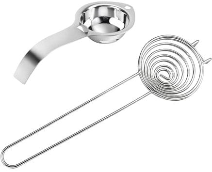 Yuannee Eiertrenner,2 PCS Eigelb Weißfilter Eigelbtrenner Eiertrenner Edelstahl Sieb Extractor Eierschalenöffner für Küche Bäckerei
