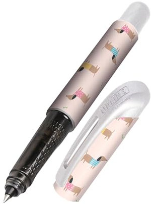 Online College Dackel Tintenroller mit Patrone I Ergonomischer Rollerball für Rechts- & Linkshänder mit Hunde-Design I Tintenroller Kinder & Erwachsene I inkl. Kombipatrone I Made in Germany