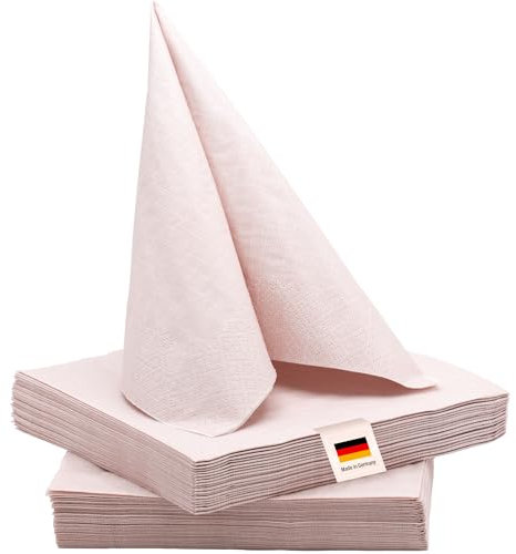 100% Mosel Servietten, 40 Stück (33 x 33 cm), in Blush Rosé, edle Tischdeko für Hochzeit, Kommunion, Konfirmation, Taufe & Geburtstag